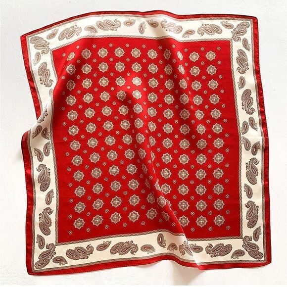 Red Paisley Silk Scarf - Picture 2 of 4